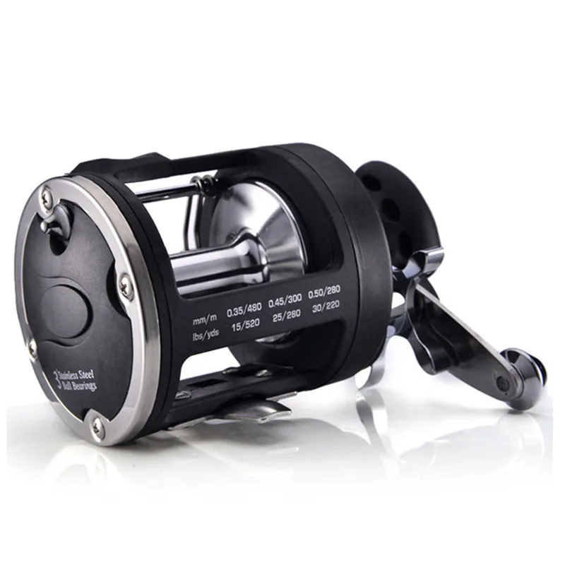 Sea Fishing Drum Reel Full Metal Head, Visual Fish Finder Boat Fishing Reel with Powerful Drag System