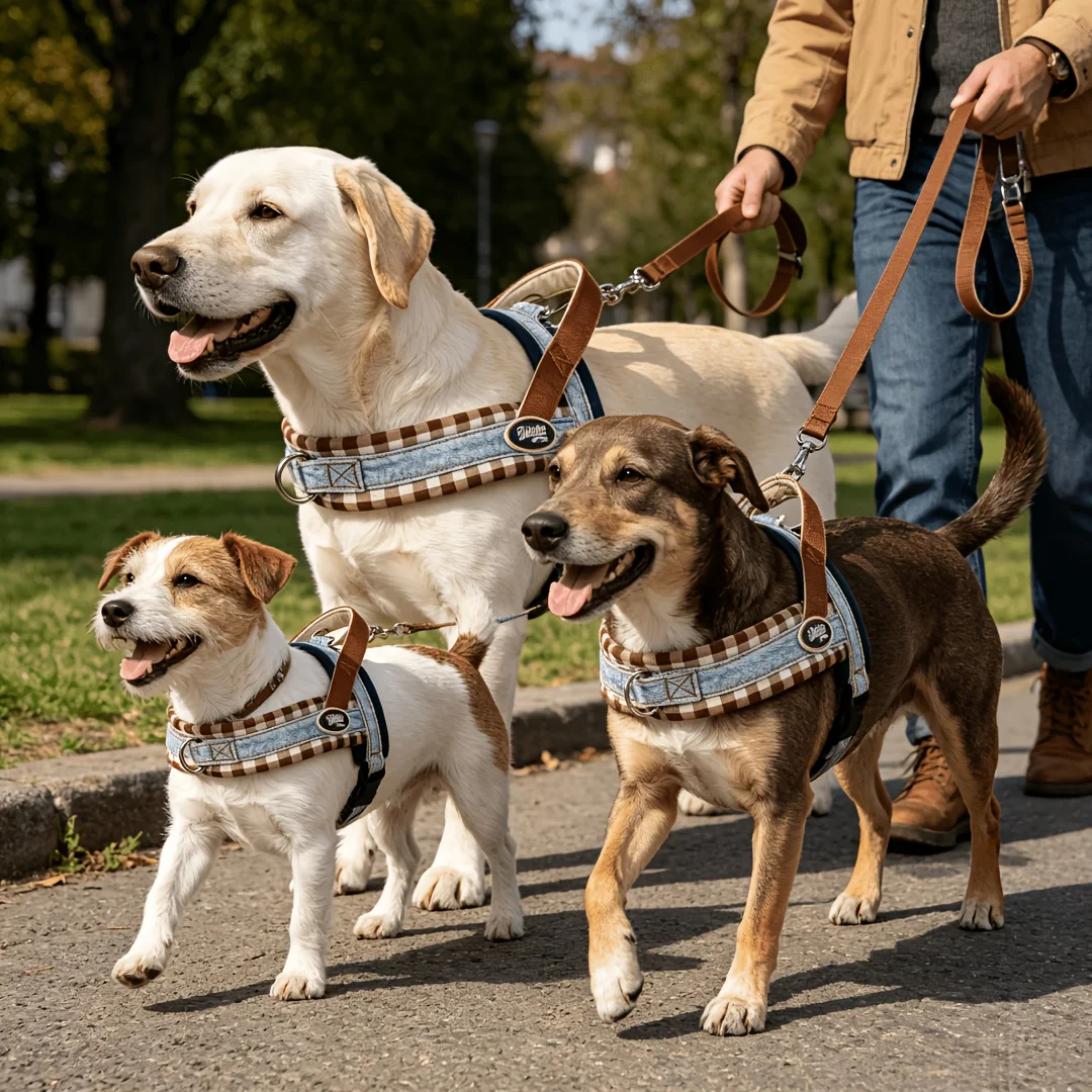 Plaid Pet Harness Anti Escape Soft Comfortable Breathable Chest Harness for Small Medium Dogs Neoprene Lining Non Abrasive Fur