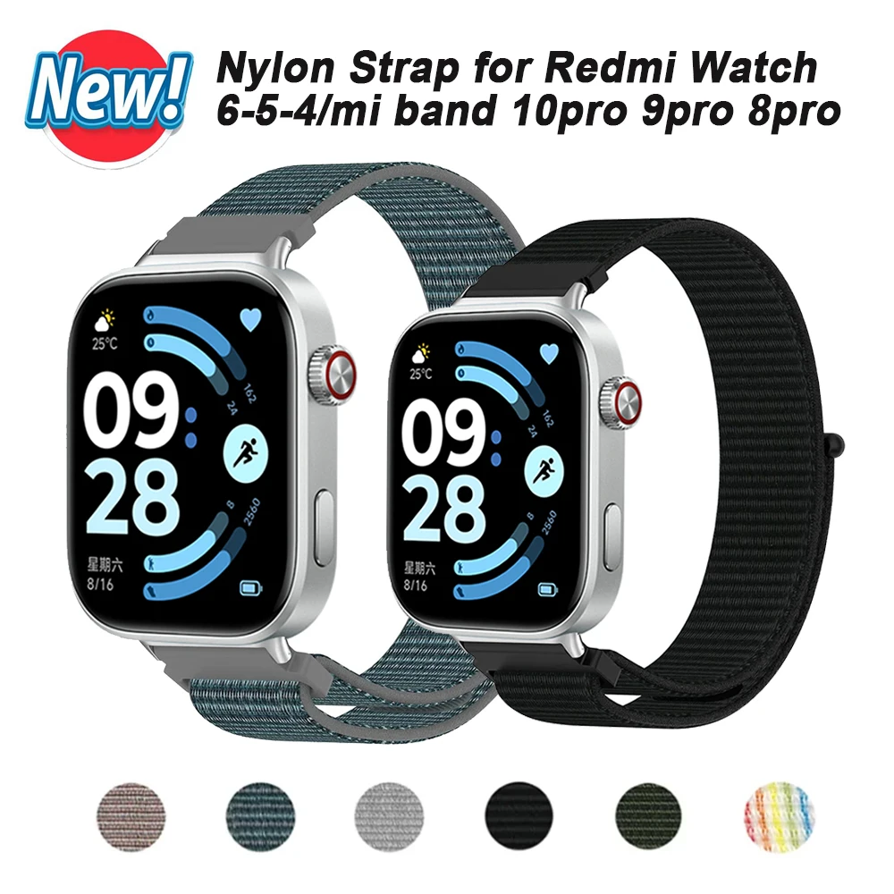 Nylon Loop Strap for Redmi Watch 6 5 4 Smart Watch Sport Strap Bracelet for Xiaomi Band 9 Pro/8 Pro Wristband Accessories Strap
