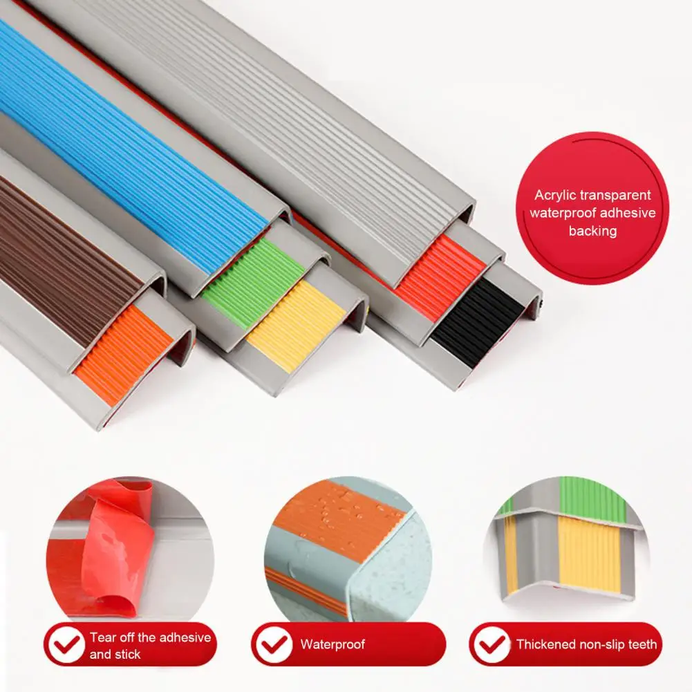 100/200cm Stair Safety Strip Self-Adhesive Stair Edge Protector Non-Slip Stair Edge Stripe Indoor Outdoor PVC Anti-slip Strip