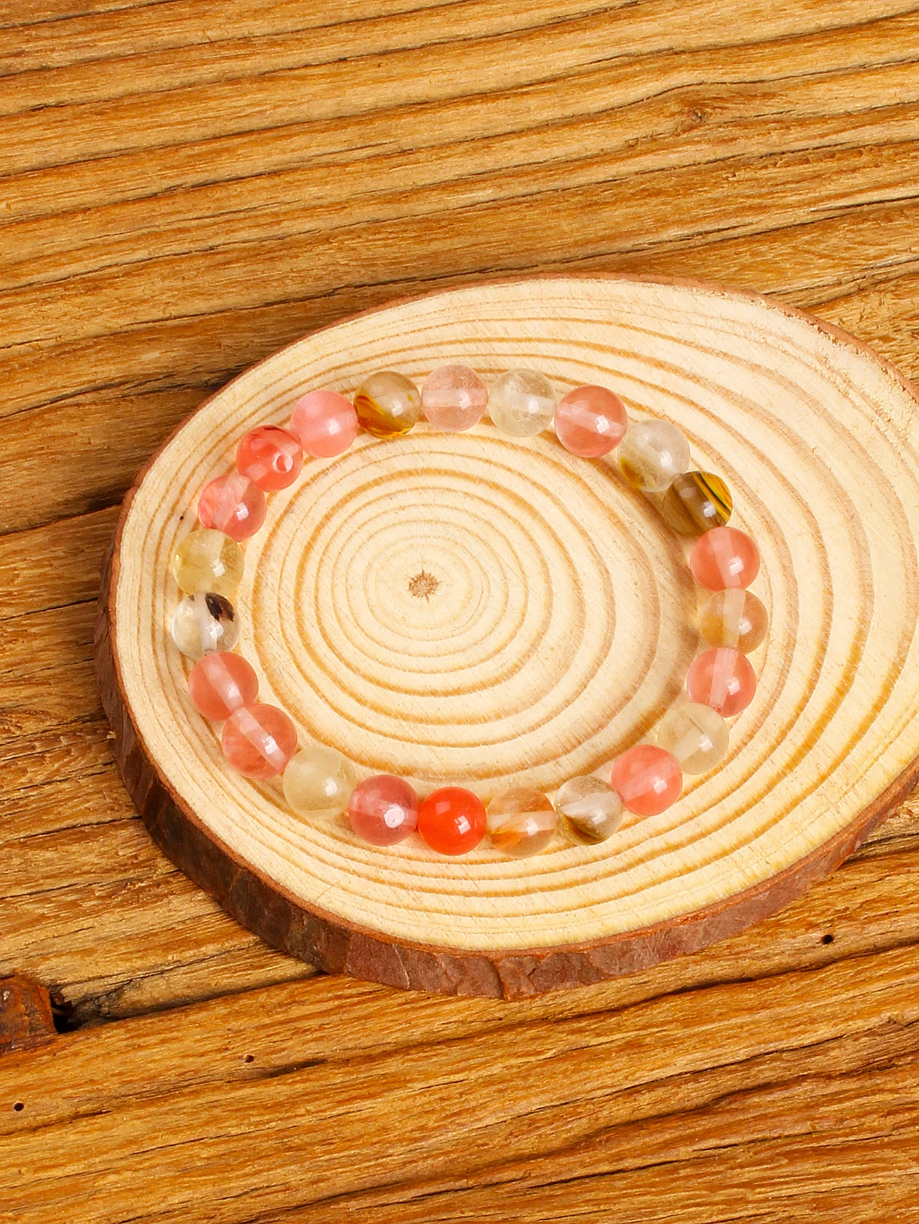 Natural Stone Watermelon Quartz Bead Bracelet Energy Balance Emotional Healing Stress Relief Attracting Love Positivity Jewelry