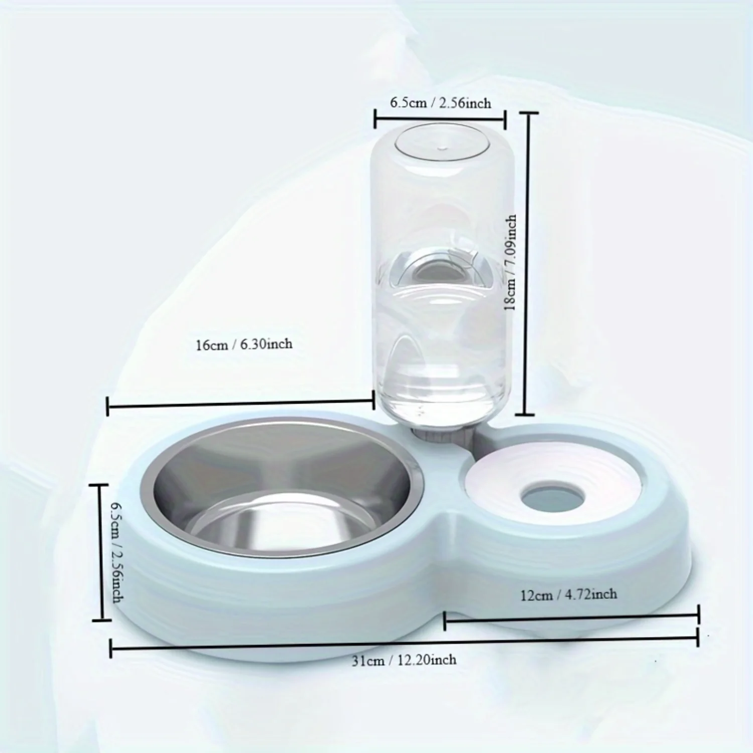 Automatic Cat Feeder and Water Dispenser Set - Dual Bowl Design for Food and Drink, Durable Plastic , Uncharged and Battery-Free