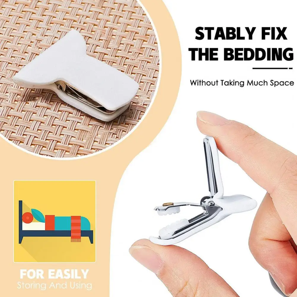 Blanket Securing Clips Quilt Holder Set with Anti-slip Padded Clips Prevent Comforter Shifting Duvet Fasteners for Blankets Easy