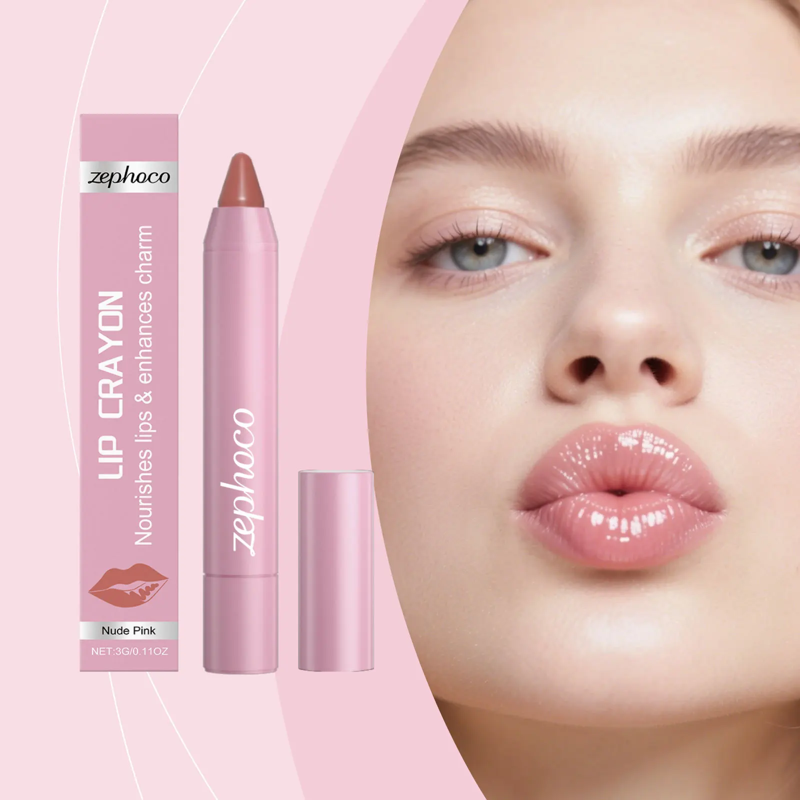 Nude Pink Matte Lip Crayons Waterproof Long Lasting Non-Drying Non-Fading Creamy Lipsticks Not Stick To Cup For Dance Party