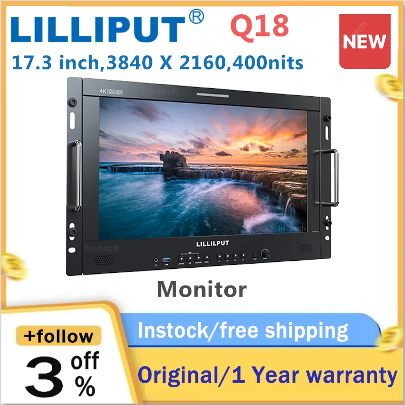 LILLIPUT Q18 17.3 inch 12G-SDI professional production studio monitor 17.3 inch, 3840 X 2160, 400nits Quad View, 3D-LUT, HDR