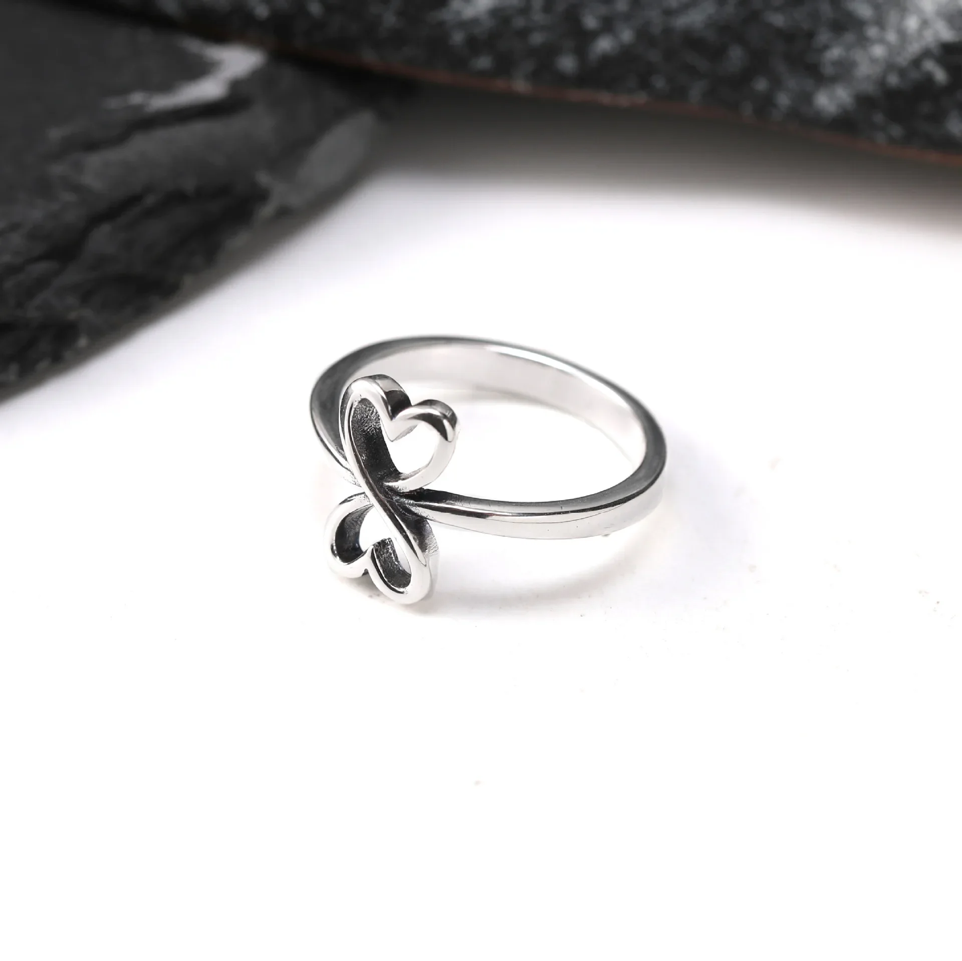 2027 Style S925 Sterling Silver Stackable Infinity Double Heart Ring, Intertwined Open Hearts Infinity Design, Mirror Polished Silver, Simple Romantic Aesthetic, Everyday Wear Jewelry, Wonderful Gift for Lovers 3