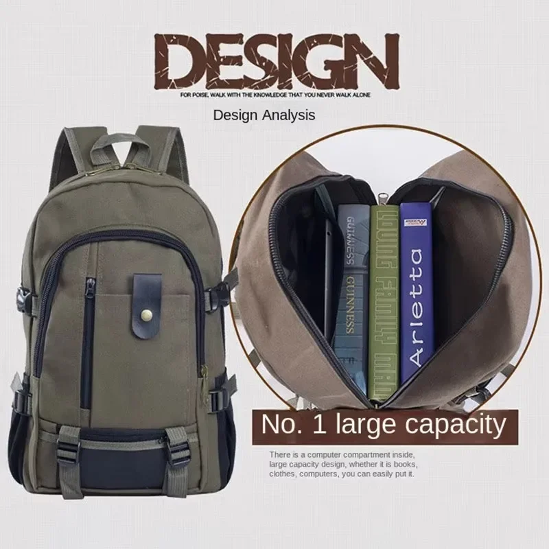 

Durable Canvas Backpack Large Capacity Travel Hiking Bag Youth Unisex Waterproof School College Outdoor Sports Daypack 백팩 Пакет