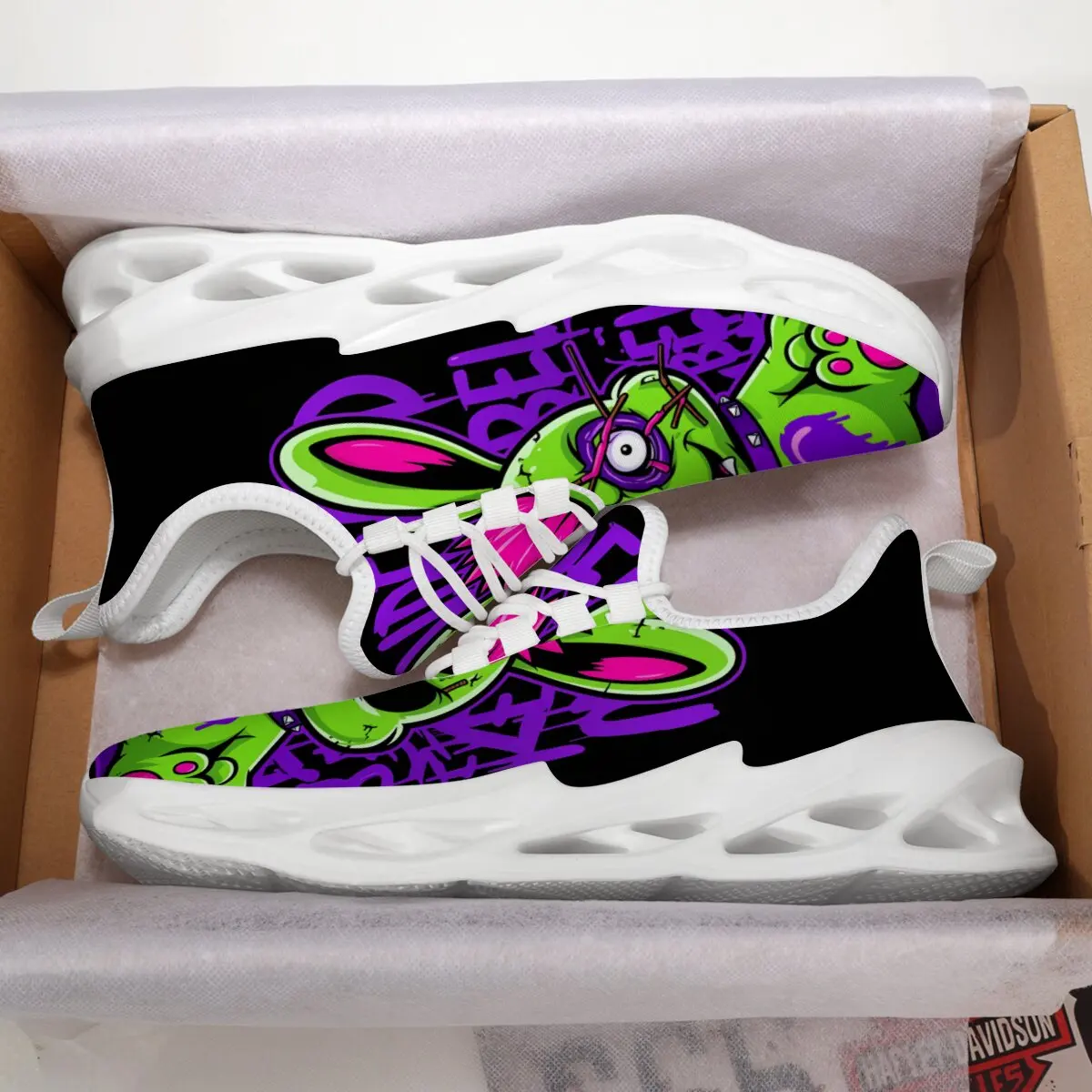 كارتون الأرنب الرسم خفيفة الوزن أحذية رياضية كاجوال نمط جديد الرجال الشقق الربيع والخريف في الهواء الطلق أحذية رياضية نسائية باردة