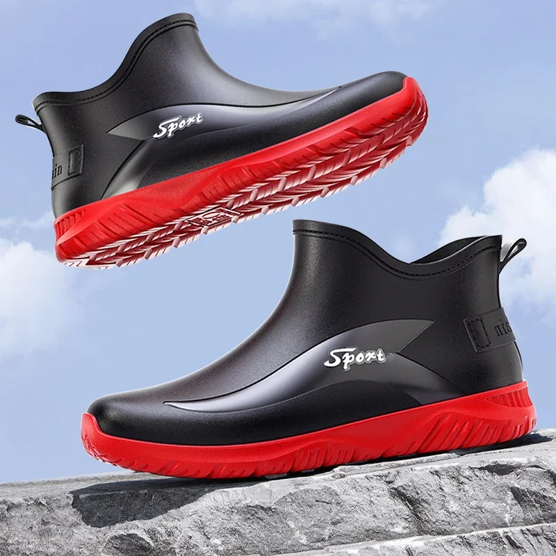 

Fashionable Rain Boots for Men New Rainproof and Waterproof Shoes, Short Non-slip Casual Fishing Rubber Boots, Work Rubber Shoes