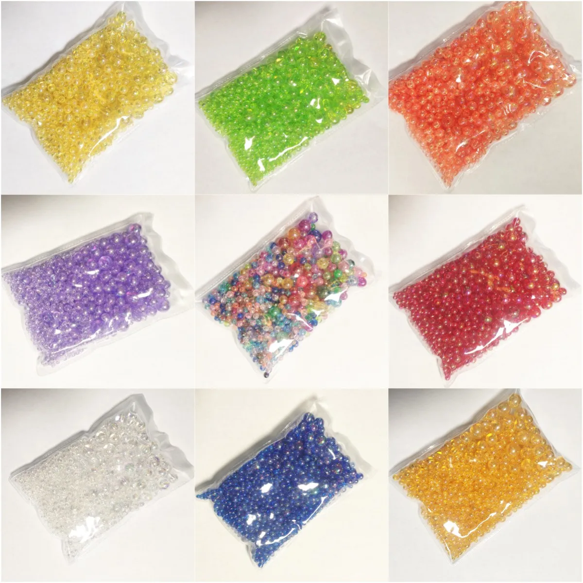 

3-10mm 1100pcs mixed size color beads AB color round acrylic beads straight hole transparent DIY bracelet jewelry production