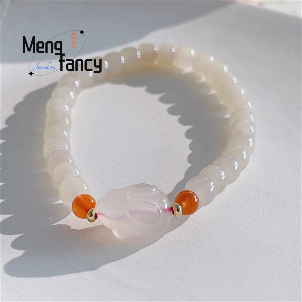 

Natural New Hetian Jade Lovely Rabbit Bracelet Simple Exquisite High-grade Elegant Fashion Jewelry Sexy Young Girls Holiday Gift