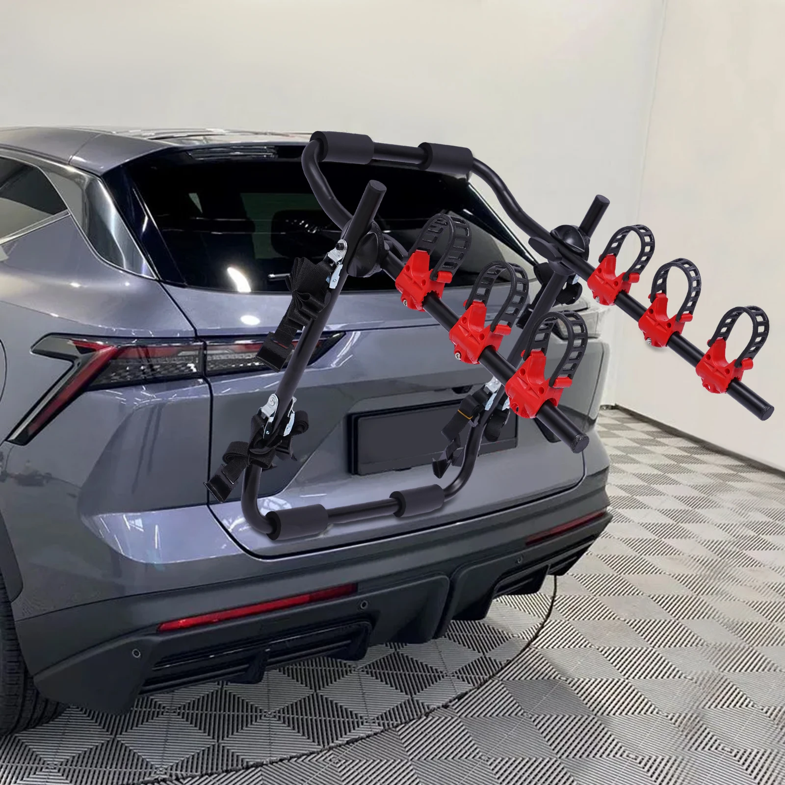 Foldable Car Trunk Bike Rack Auto Bicycle Rack Carrier 3 Bikes Trunk Mount for Most Hatchbacks, Sedans, SUVs, Vans
