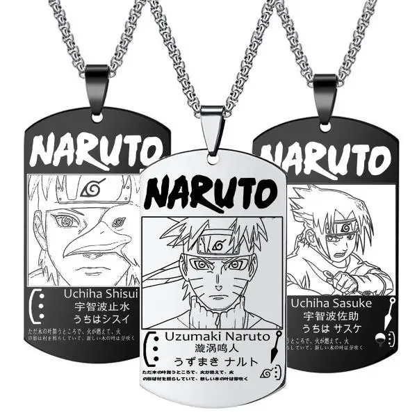 Naruto Pendant Necklace Two-dimensional Anime Peripherals Sasuke Pendants and Necklaces Ferret Stainless Steel Necklace Men Man