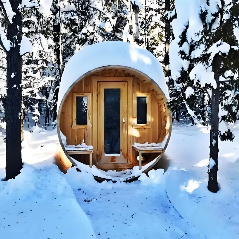 Modern Solid Wood Cedar Outdoor Steam Barrel Sauna 2 8 Person Best Selling Panoramic Window Factory for Villas Custom