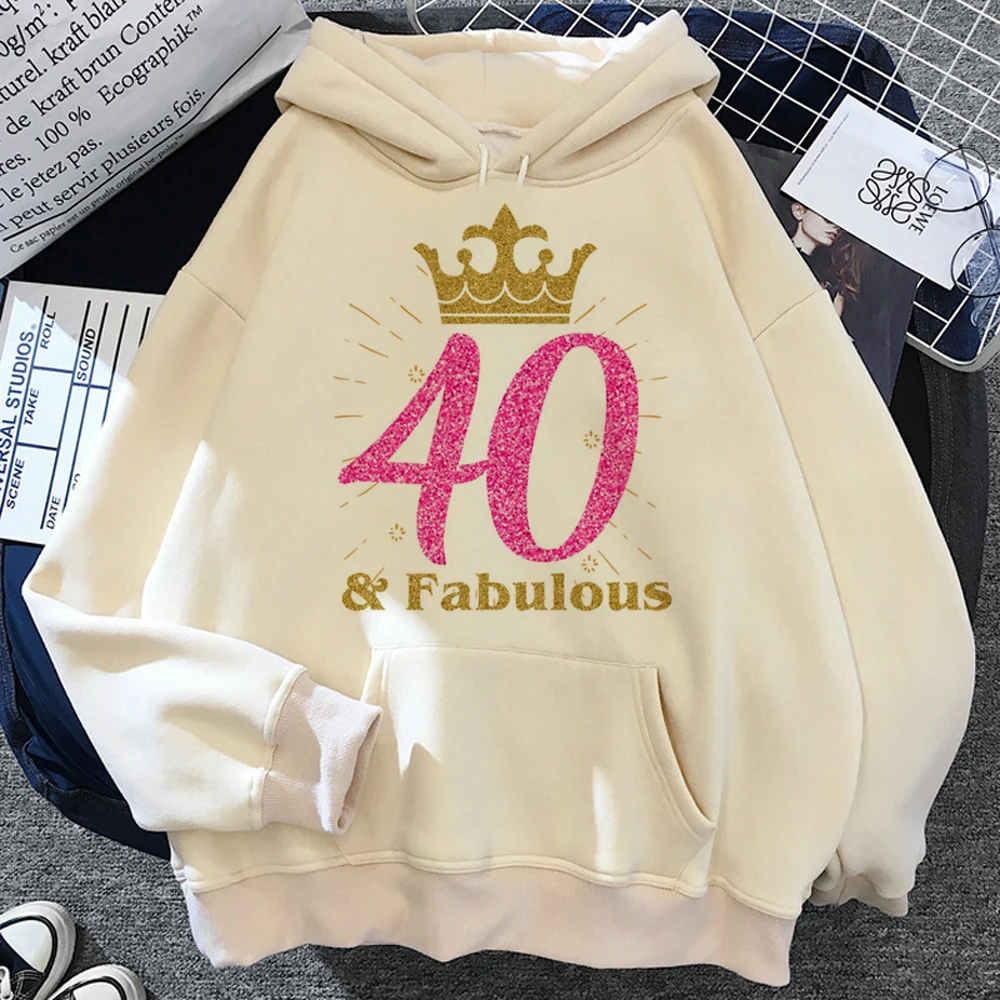 

40 Ans 40th Years Birthday hoodies women aesthetic Korean style Kawaii 90s clothing Pullover women graphic clothes