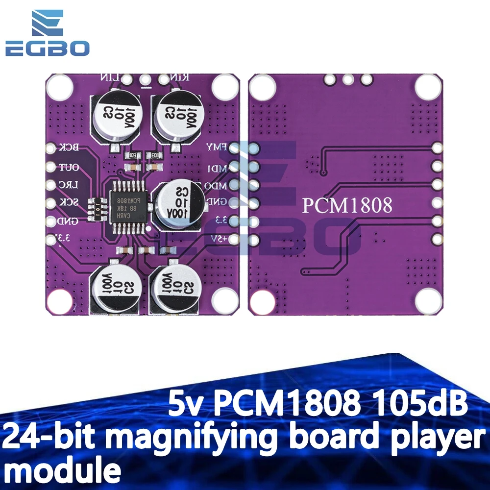 5v PCM1808 105dB SNR Audio Stereo ADC Single-Ended Analog-Input Decoder 24bit Amplifier Board Player Module