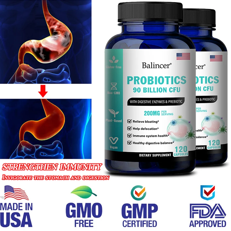 Balincer Probiotic 90 Billion CFU with Digestive Enzymes & Prebiotics To Support Bloating, Improved Gut, Immunity and Digestion