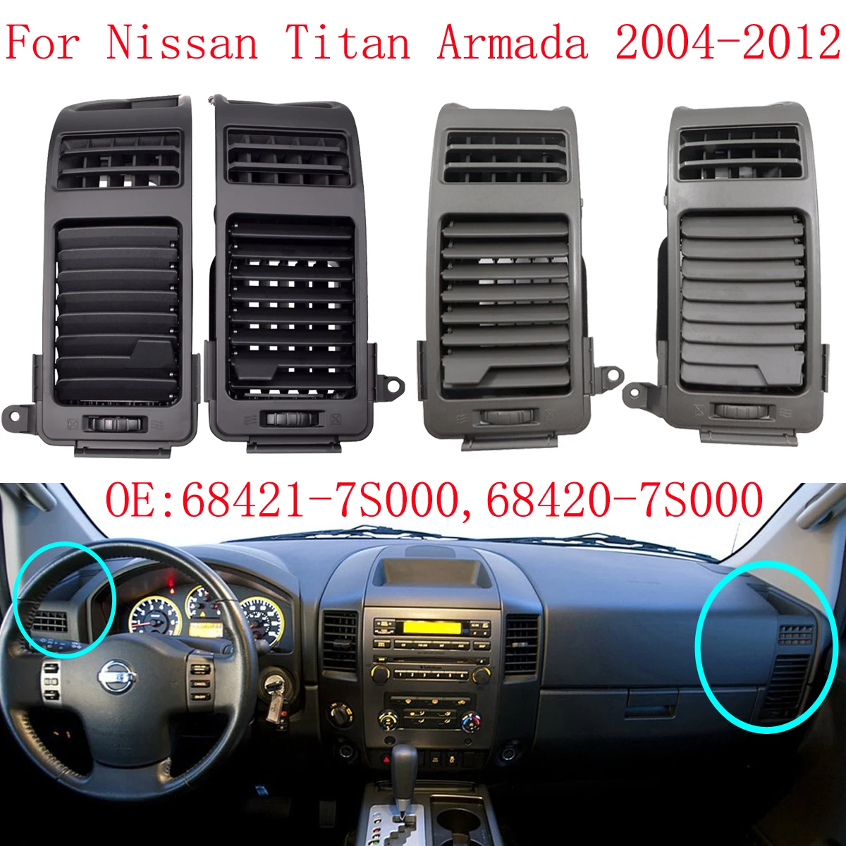 

Car Air Conditioning Vent Control For Nissan Titan Armada 2004-2006 No Center Speaker Dash Radio Outlet Panel Button