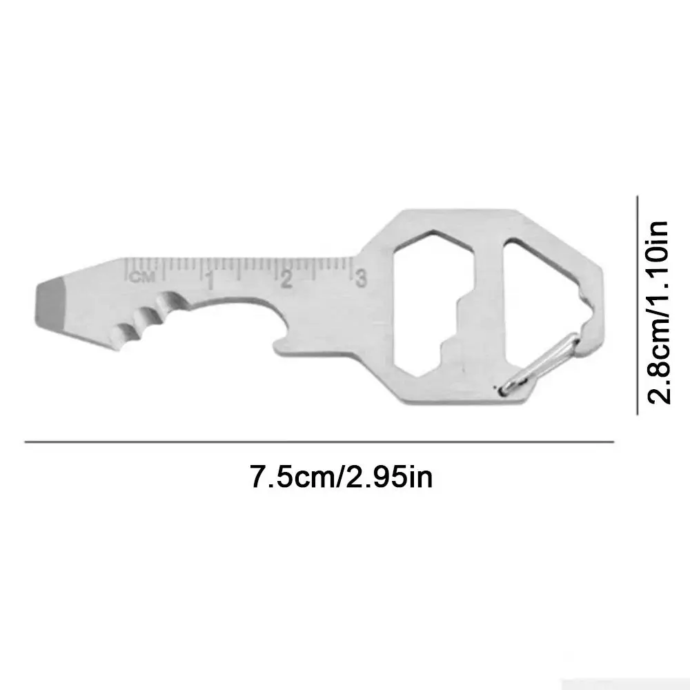 6 in 1 Multi-use Mini Tool Wrench Bottle Opener Utility Gadget Measuring Ruler Screwdriver Multi Tool Keychain Outdoor Survival