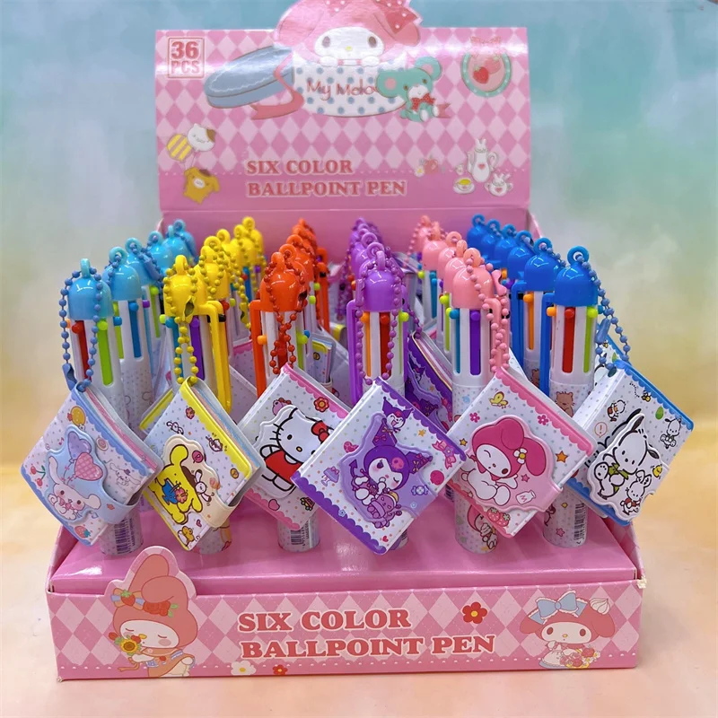 36 pcs/lot Sanrio Kuromi Melody Kitty 6 Colors Ballpoint Pen Cute ball pens School Office writing Supplies Stationery Gift