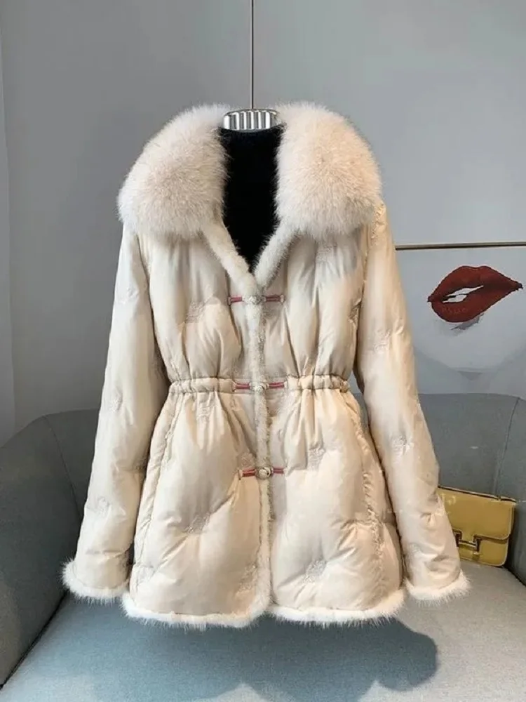 Nova jaqueta de inverno das mulheres pato branco para baixo casaco moda versátil longo outerwear topos feminino engrossar quente jaqueta parkas