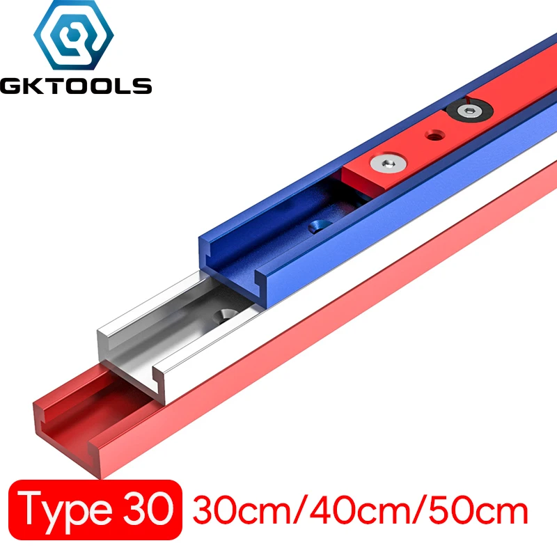 Width 30mm 100-500mm Woodworking  Aluminum Alloy T-slot Miter Gauge Track Bar T-Track for Wood working Table Saw Workbench Tools