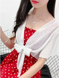 Sunscreen Shirt Women Summer Sexy Sun Protection Short Cardigan Cover Up Flare Sleeve Black White Red Fairy Chiffon Shawl Top