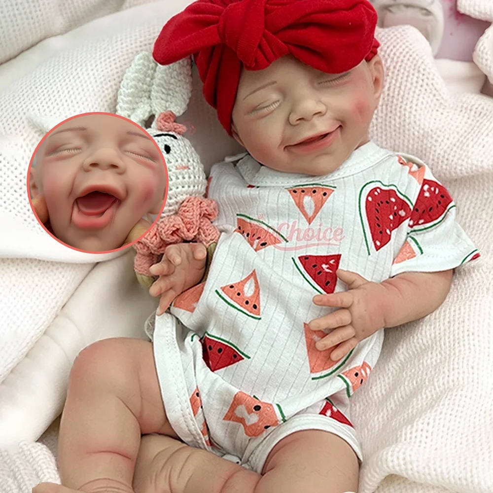 Muñeca Reborn de silicona platino de cuerpo completo, flexible, de 45 cm (18 pulgadas), resistente al agua, hecha a mano, con boca que se abre, realista, bebé recién nacida, juguete, regalo