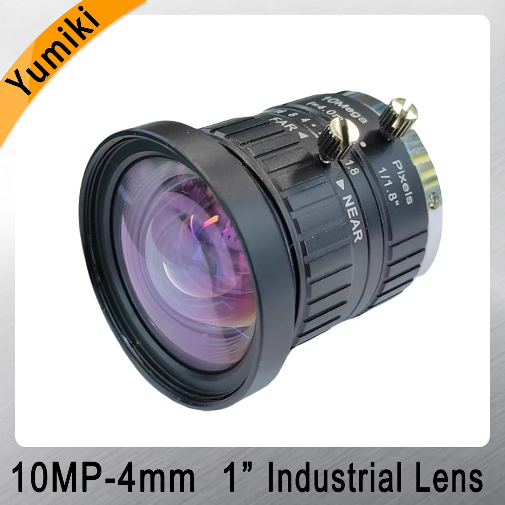 Industrial Camera Lens 4mm Machine Vision 10MP 1/1.8 Inch Wide Angle C- Port Non-Distortion Lens