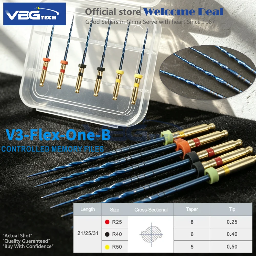 6Pcs/Box R25/40/50 21/25/31mm Dental Reciprocating Blue Endodontic Files Only One Engine Use Niti Rotary Root Canal Files Drills