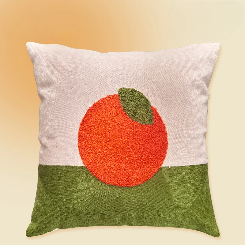 45x45CM  Art Leaves Throw Pillow Cover Fruit Canvas Embroidered Stamping Waist Cushion Cover Decor Home Decorative Pillowcase