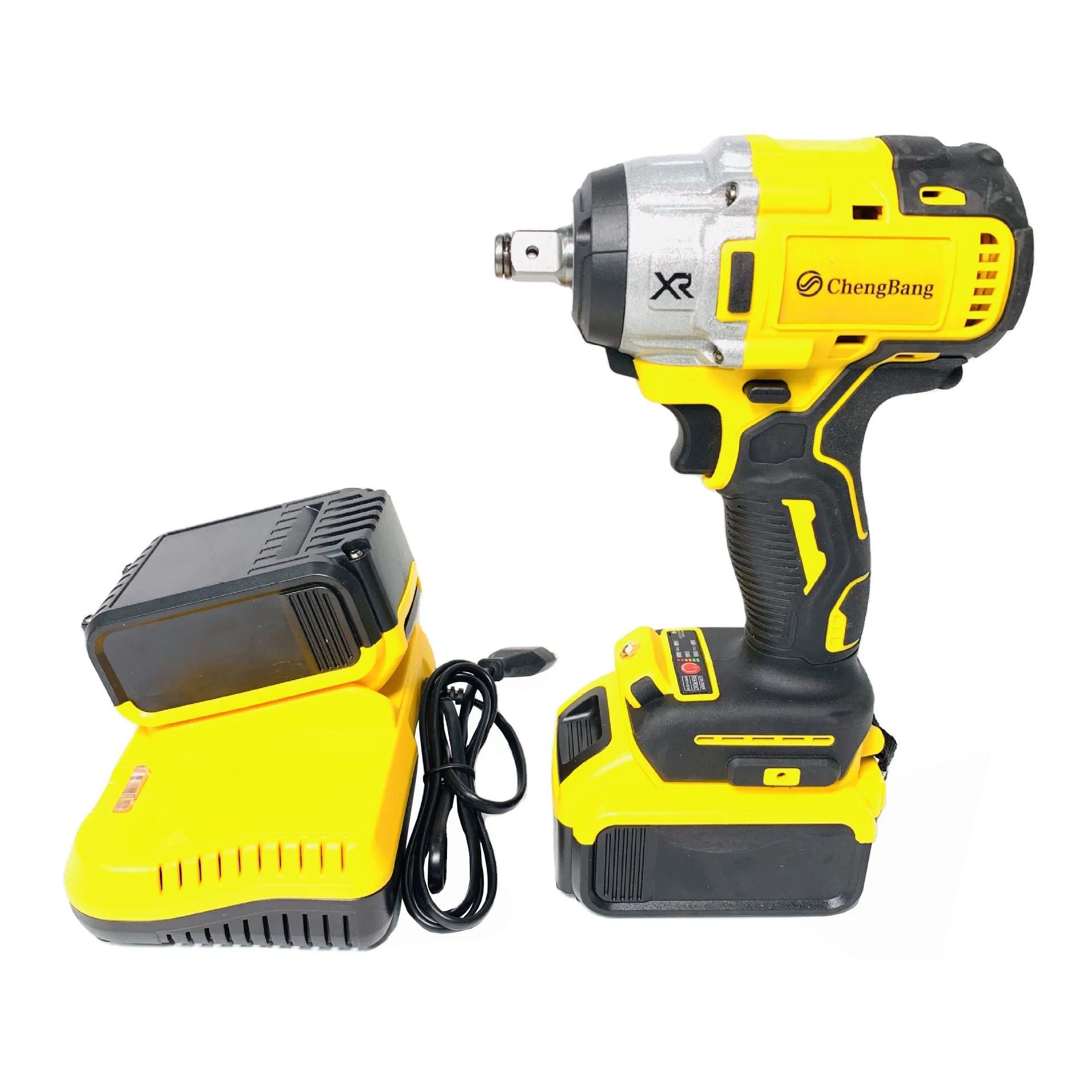 

550N.m Torque Brushless Electric Impact Wrench Car Repair Tools Rechargeable Lithium Heavy Duty Cordless Tires Wrench Yellow A01