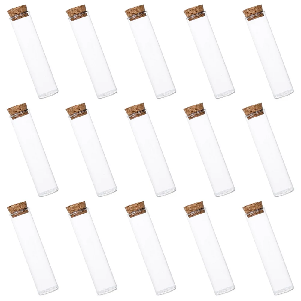 15Pcs Glass Bottles Cork Transparent Test Tube Display Storage Specimen Drift Votive Wishing Bottle Container Laboratory Sample