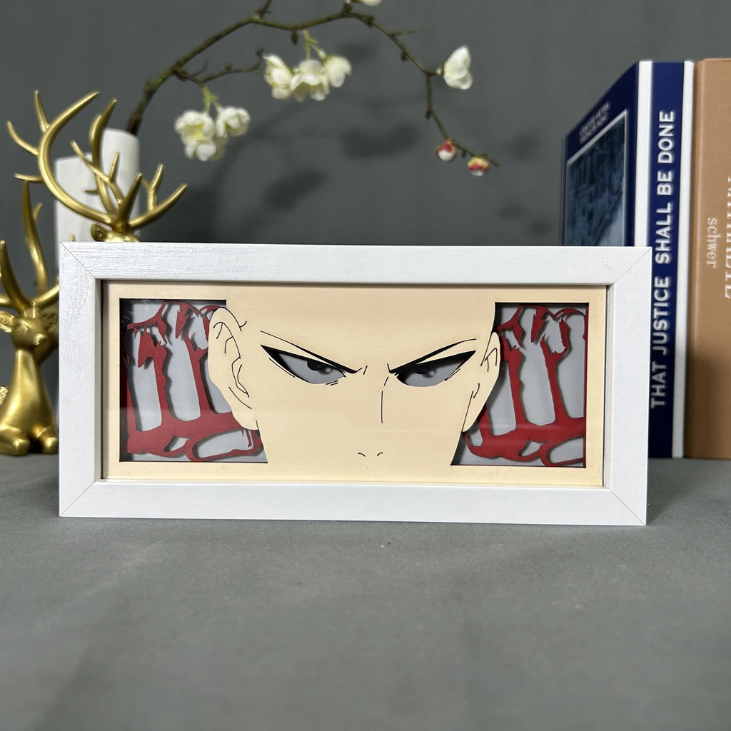 Caja de luz Led de Anime One Punch Man Saitama para decoración de dormitorio, caja de sombra de corte de papel, regalo de cumpleaños, lámpara de noche de cabecera