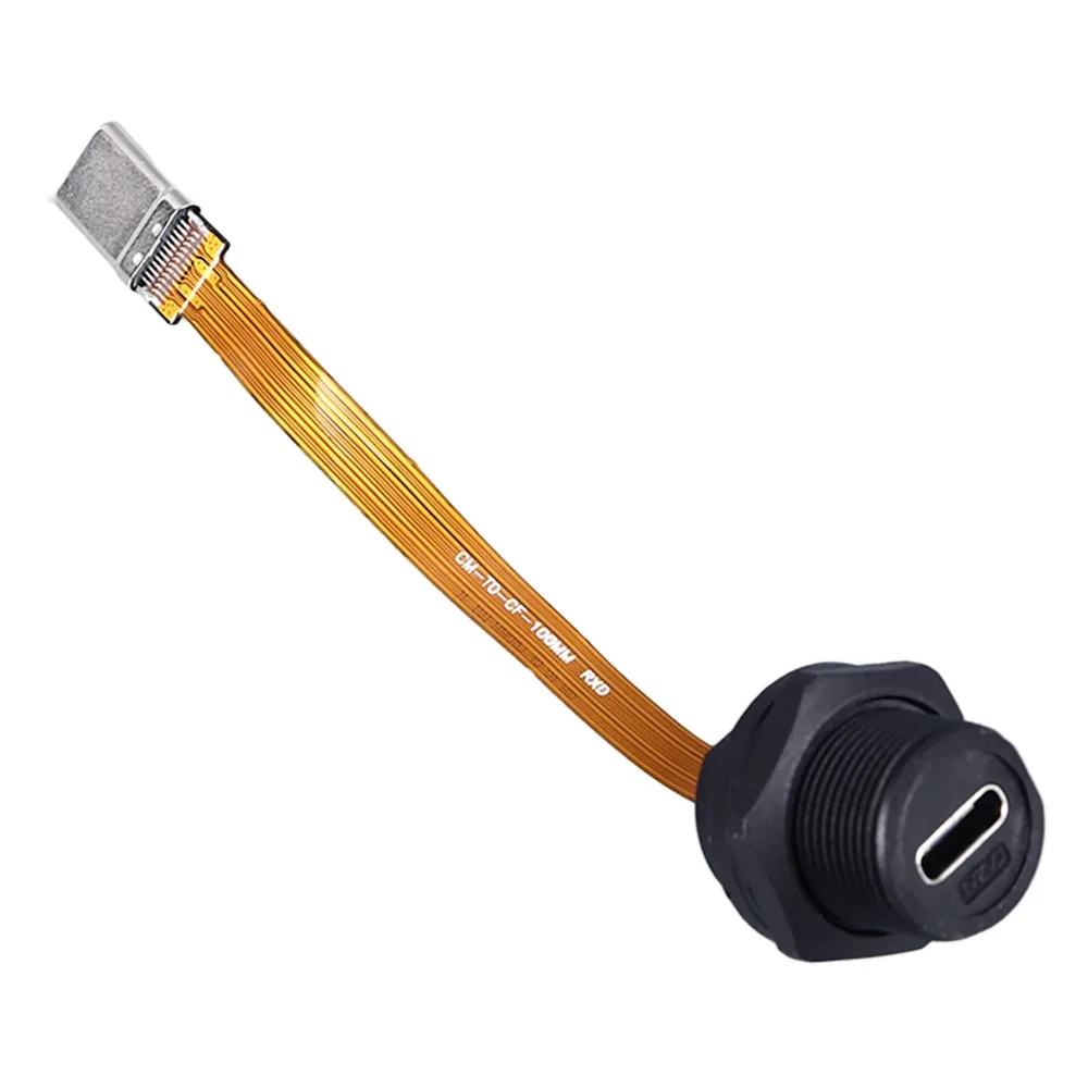 

0.1meter Long Type C 3.1 Male Plug Cable Threaded Design Female Receptacle Threaded Adapter Male Plug PFC Cable Extension Cable