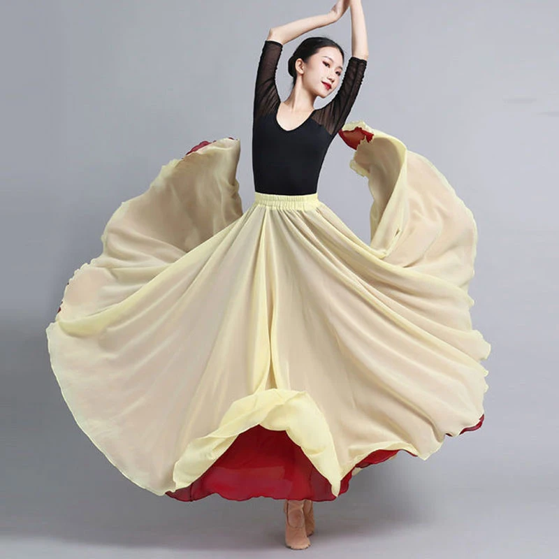 Gonna a dondolo grande in Chiffon Double-side da donna gonna da ballo classica a 540/720 gradi Costume da danza del ventre Maxi gonne da spettacolo teatrale