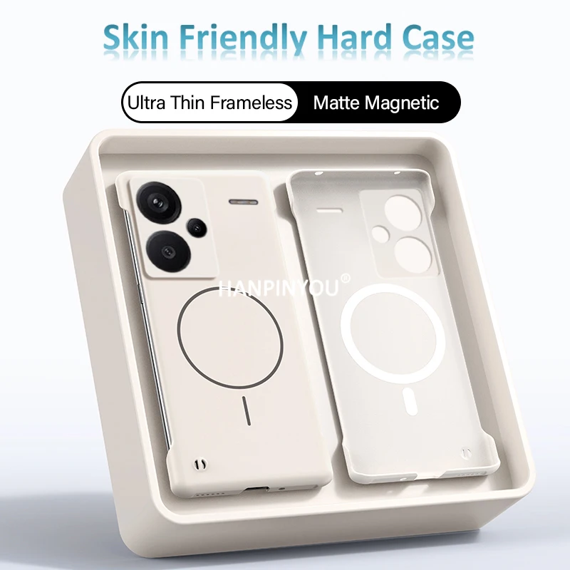 

Ultrathin Liquid Frameless Hard Case For Xiaomi Redmi Note 13 12 Pro Plus Turbo 14C 14R Skin Friendly Magnet Shockproof Cover