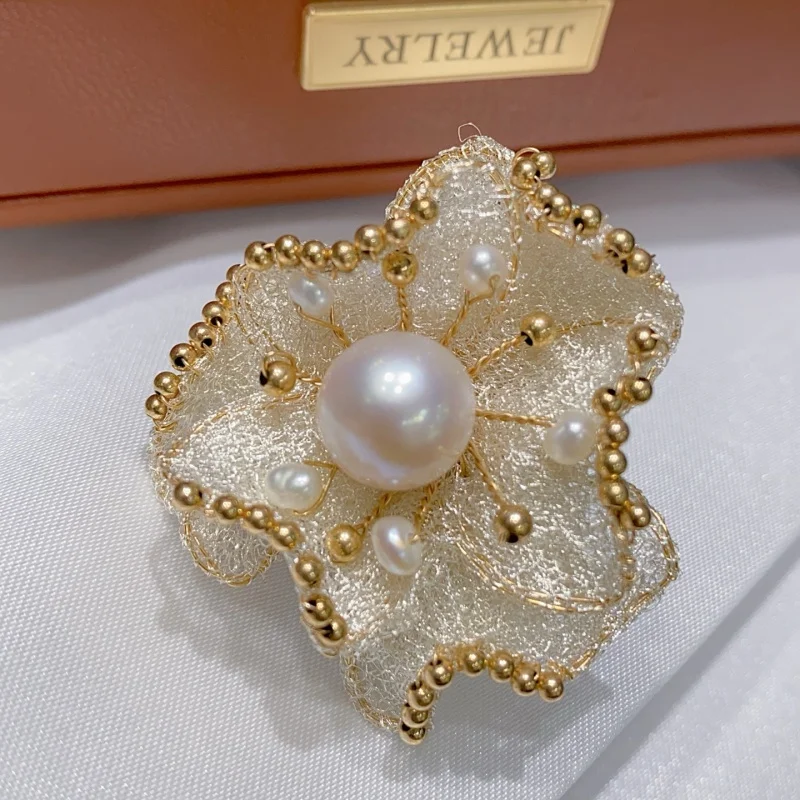 

SGARIT 14K Gold Filled Pearl Rings Adjustable 10-11MM Natural Pearl Jewelry Handmade Knuckle Ring for Women