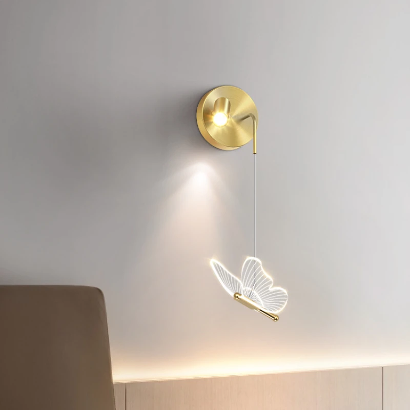 Imagem -04 - Modern Led Wall Sconces Lamp Indoor Bedside Luminária Quarto Sala de Estar Home Decor Butterfly Spotlight Iluminação Simples