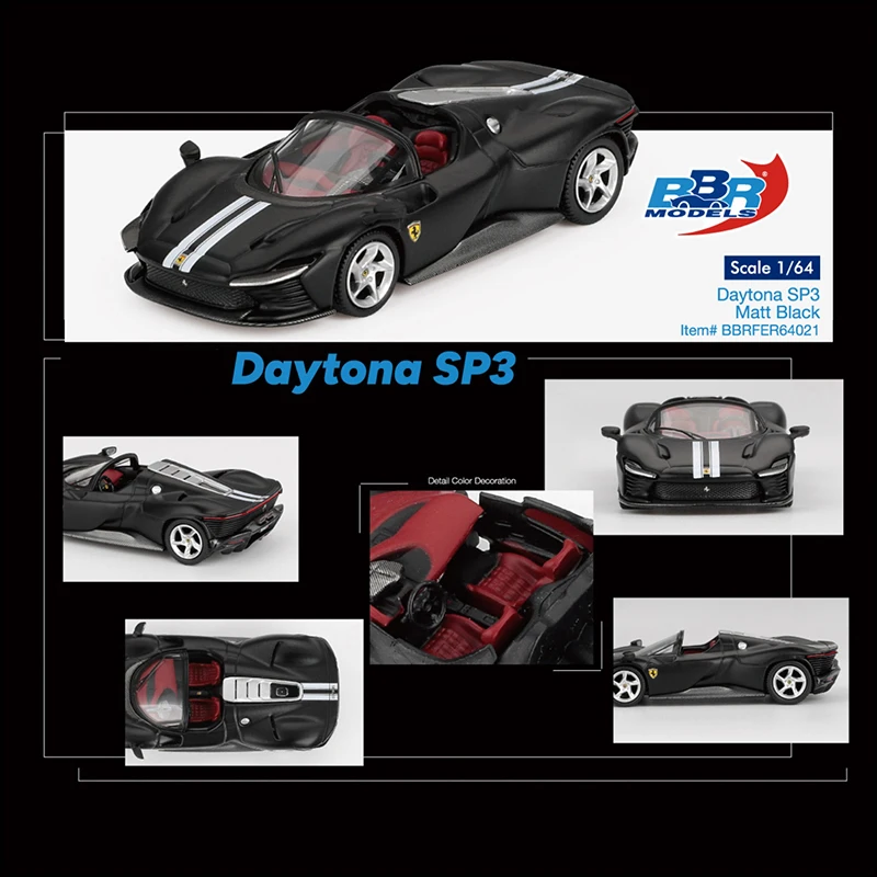 

Предпродажа BBR 1:64 Matt Black Ferrari Daytona SP3, литая под давлением диорама, коллекция моделей автомобилей, игрушка