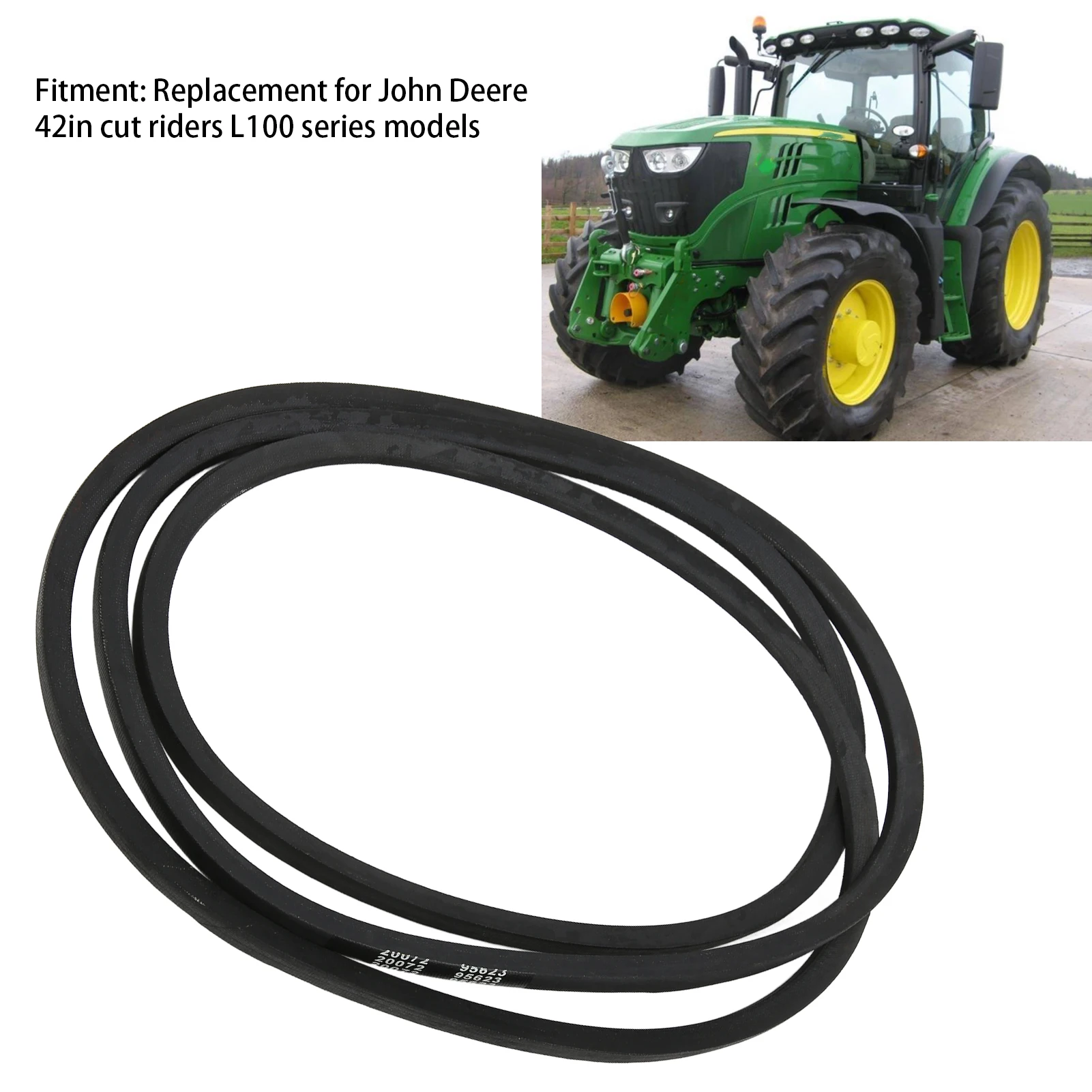 Lawn Mower Belt Rubber GX20072 Replacement for John Deere 42in Cut Riders L100 Series Models Lawn Mower Supplies