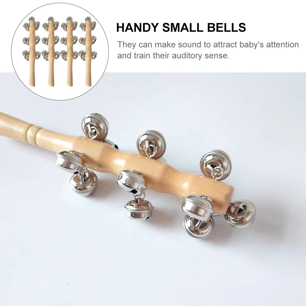 4 Stücke Holz Baby Hand Jingle Bells Rassel Musikinstrument Stimulieren Musik Interesse Auditive Ausbildung Glatte Oberfläche Einfacher Griff