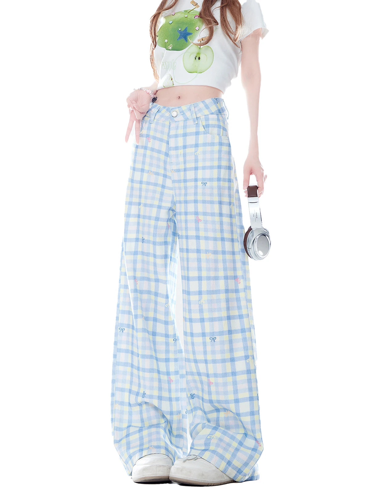 

een Plaid Casual Pants Women's Spring Autumn 2026 New Small Size Long Pants l Dopane Sle Casual Wide Leg Trousers