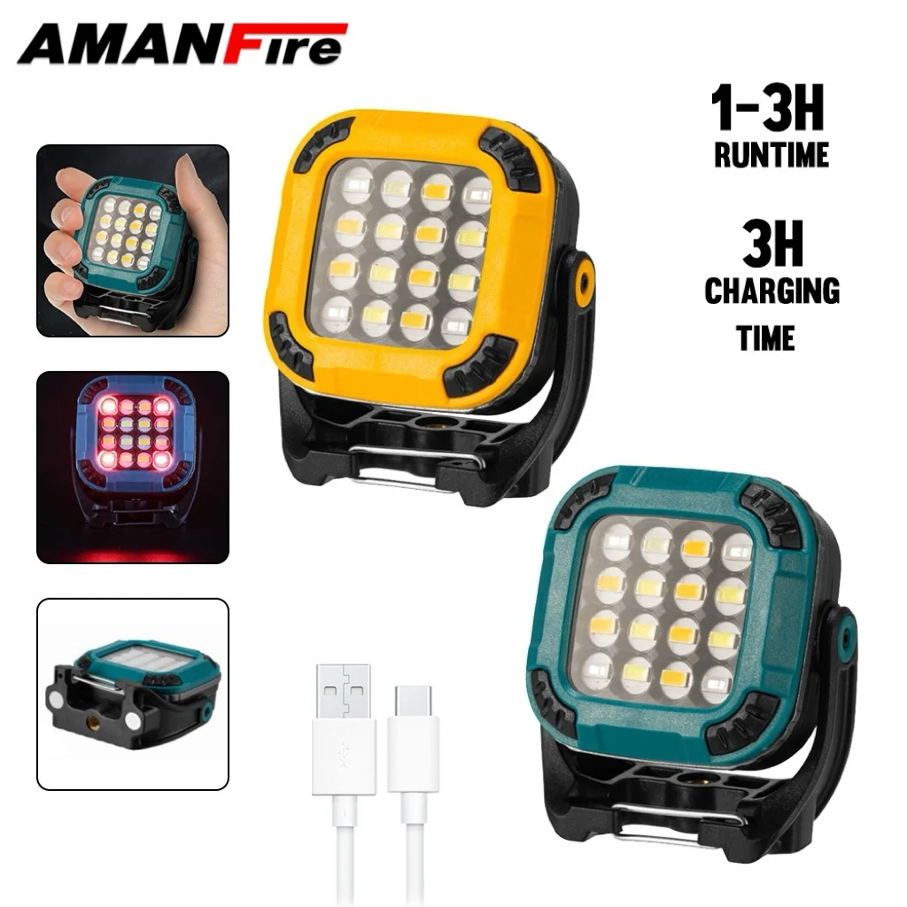 

Amanfire W8129-3 Working Light 16 * 5730 patches 1200mAh Built-in battery Mini Tent Lamp High Power Ultra Bright Hanging Lantern
