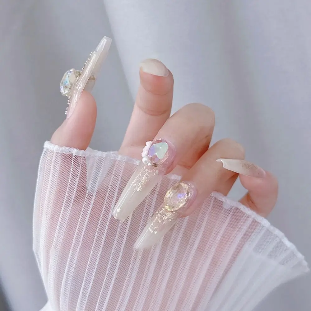 10 Pcs/Bag 3D Pigeon Egg Nail Art Rhinestone Large Transparent Pointed Bottom Fingernail DIY Decoration Super Flash