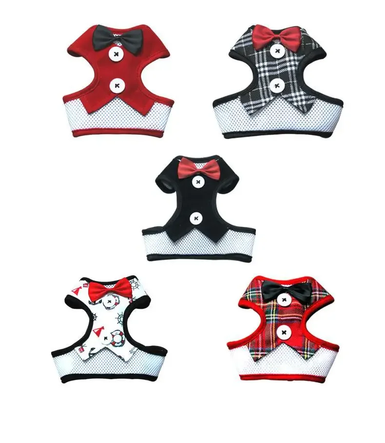 أنيقة ربطة عنق الكلب تسخير سترة مع المقود قابل للتعديل القط تسخير المقود مجموعة لطيف Bowknot سهرة دعوى لجرو