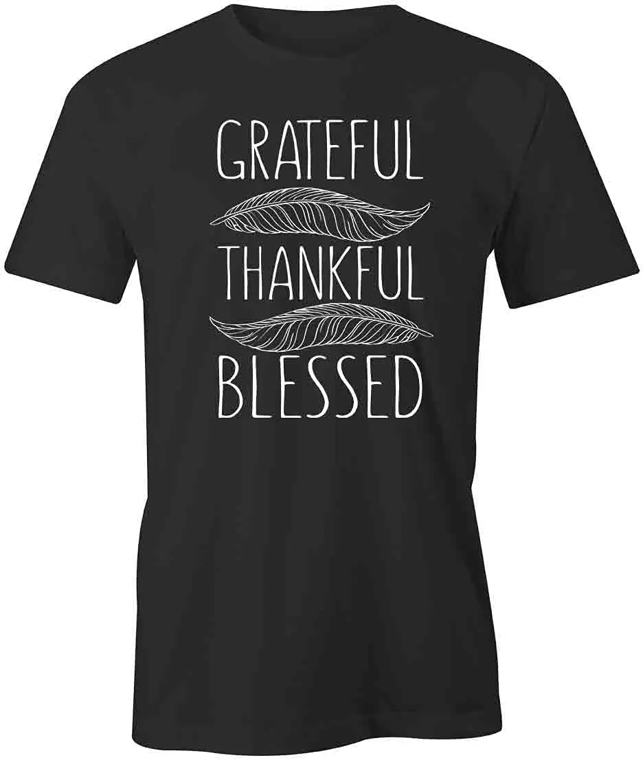 Grateful Thankful Blessed T-Shirt | Black, Printed Tees, Graphic Tshirts