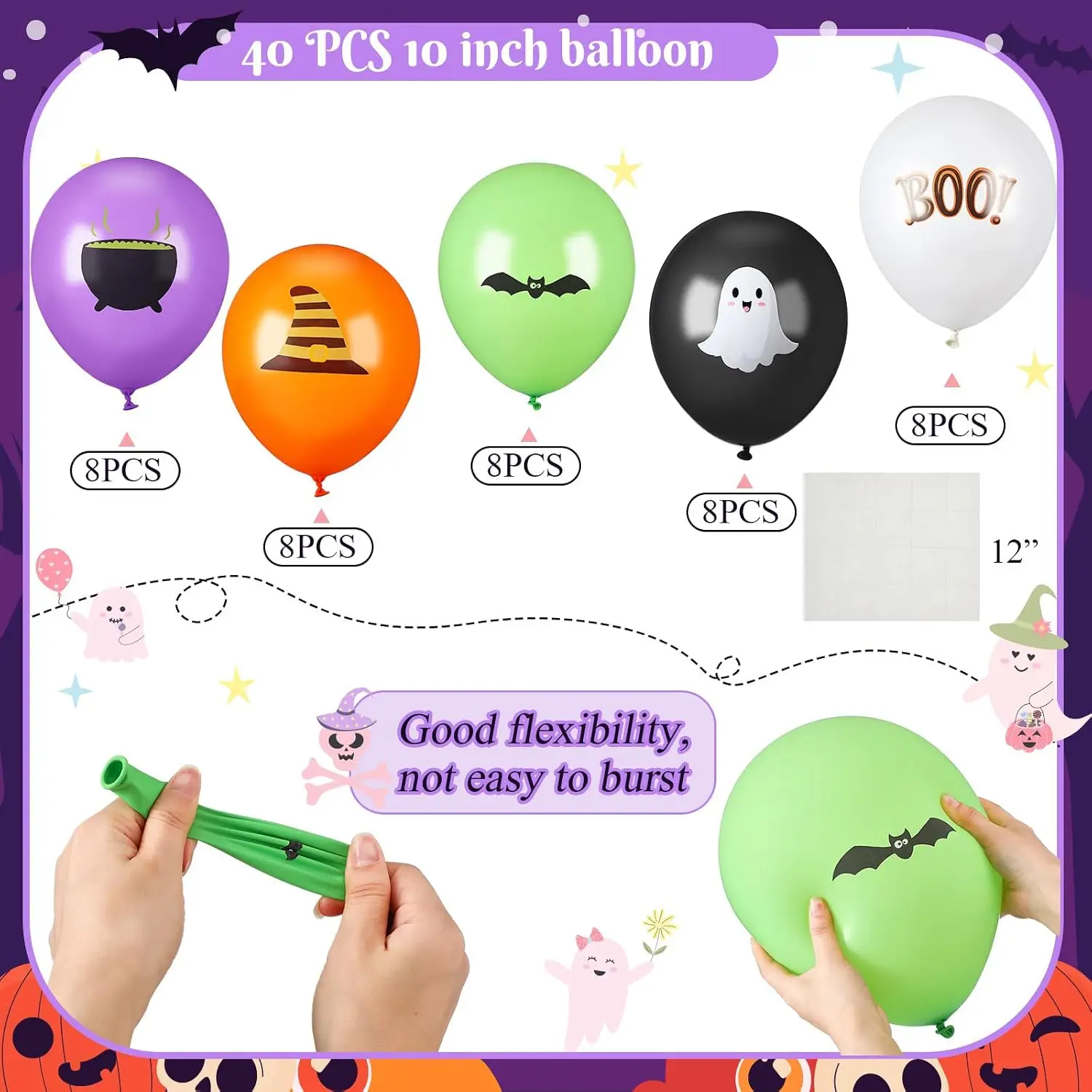 Jenaai 44 Pcs Halloween Baby Shower Balloon Boxes BABY Letters,Black,Ghost