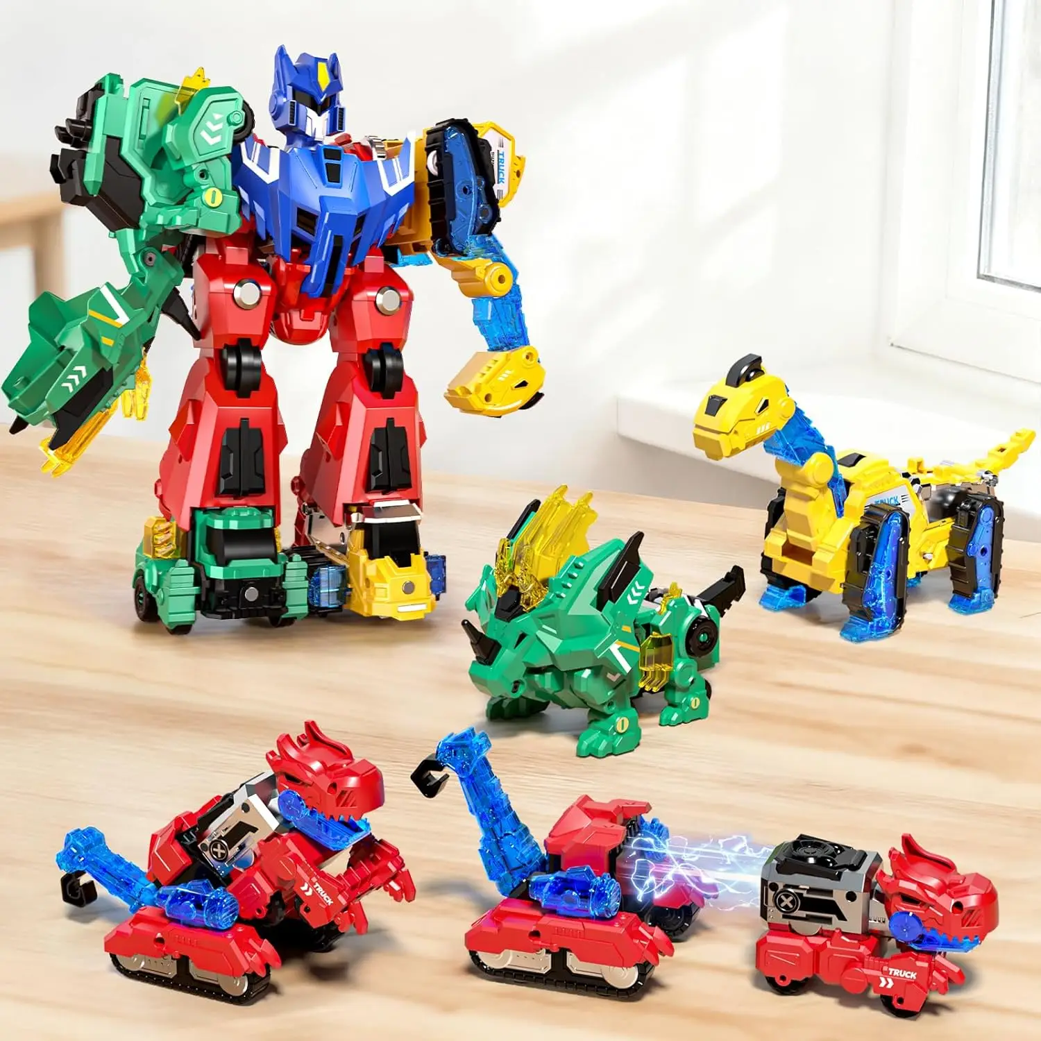 

6-in-1 Dinosaur Transforming Robot Toy Set, STEM Learning, Birthday Gift for Kids 3-10