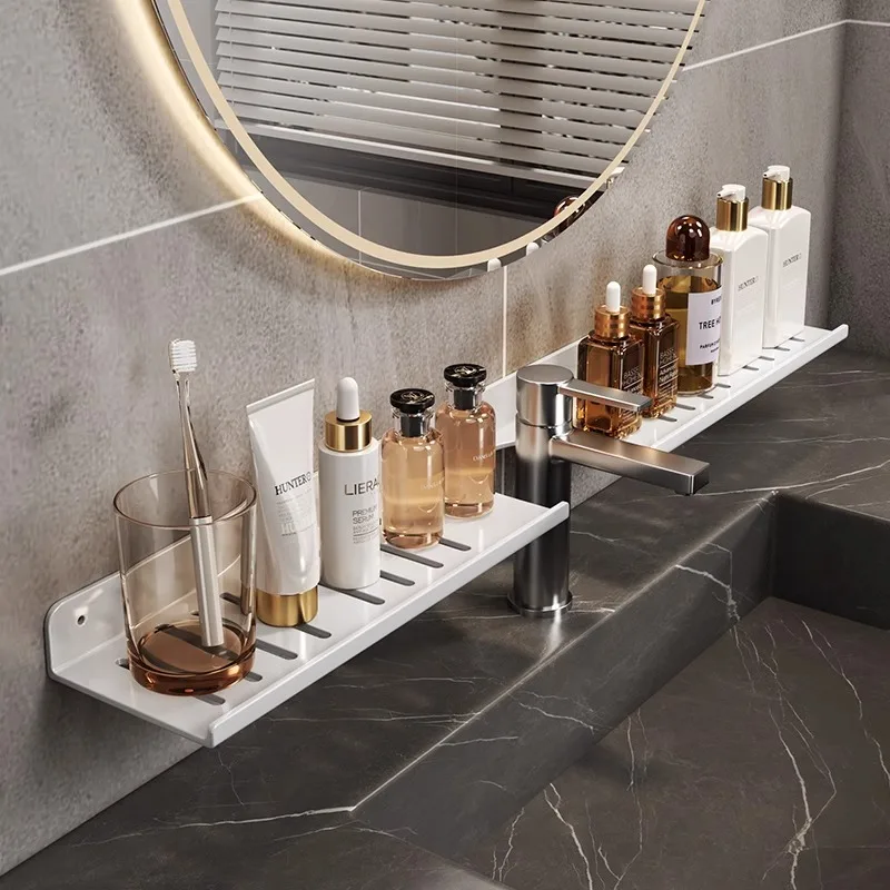 

Kitchen and bathroom storage rack, washbasin rack, suction cup mirror, front rack, bathroom sink, faucet, wall mounted